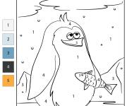 Coloriage Manchot num&eacute;rot&eacute;