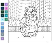Coloriage manchote num&eacute;rot&eacute; de 1-15