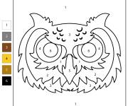 Coloriage Masque d'hibou par num&eacute;ro