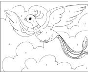 Coloriage Merlebleu en volant par num&eacute;ro