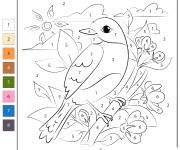 Coloriage Merlebleu par num&eacute;ro