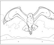 Coloriage Mouette en volant par num&eacute;ro