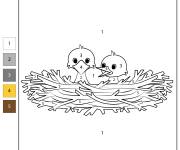 Coloriage Nid d'oiseau facile par num&eacute;ro