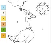Coloriage et dessins gratuit Oie de dessin anim&eacute; par num&eacute;ro à imprimer