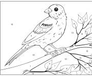 Coloriage Oiseau Bruant par num&eacute;ro