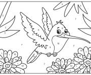 Coloriage Oiseau Colibri ouvrant ses ailes par num&eacute;ro