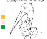 Coloriage Oiseau et grenouille par num&eacute;ro