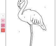 Coloriage et dessins gratuit Oiseau Flamant par num&eacute;ro à imprimer