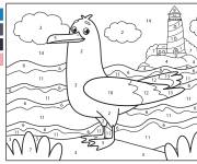 Coloriage Oiseau mouette kawaii par num&eacute;ro