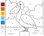 Coloriage Oiseau P&eacute;lican par num&eacute;ro