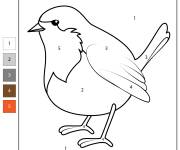 Coloriage et dessins gratuit Oiseau Rouge-gorge par num&eacute;ro à imprimer