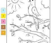 Coloriage Oiseau sur l'arbre