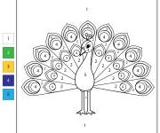 Coloriage Paon facile num&eacute;rot&eacute;