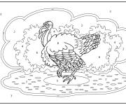 Coloriage Paysage d'un gros dinde par num&eacute;ro