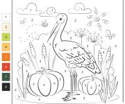 Coloriage Paysage de Cigogne par num&eacute;ro