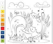 Coloriage Paysage de Coq par num&eacute;ro