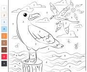 Coloriage Paysage de Mouette par num&eacute;ro