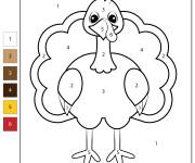 Coloriage Petit dinde facile par num&eacute;ro