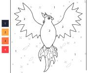 Coloriage et dessins gratuit Ph&eacute;nix simple pour enfants par num&eacute;ro à imprimer