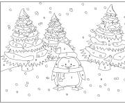 Coloriage Pingouin de No&euml;l en ligne