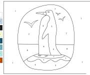 Coloriage et dessins gratuit Pingouin par num&eacute;ro à imprimer