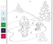 Coloriage Pingouins de No&euml;l num&eacute;rot&eacute;