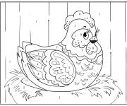 Coloriage Poule en maternelle par num&eacute;ro
