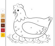 Coloriage et dessins gratuit Poule facile par num&eacute;ro à imprimer