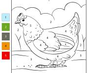 Coloriage Poule num&eacute;rot&eacute;