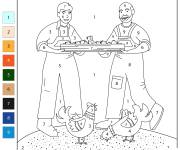 Coloriage Poules de ferme par num&eacute;ro