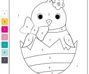 Coloriage et dessins gratuit Poussin de P&acirc;ques par num&eacute;ro à imprimer