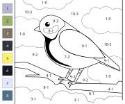 Coloriage Soustraction d'oiseau par nombre