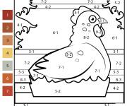 Coloriage Soustraction de poulet par nombre