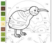 Coloriage Soustraction kiwi par nombre