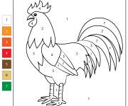 Coloriage Un coq facile par num&eacute;ro