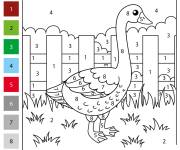 Coloriage Un oiseau Oie num&eacute;rot&eacute;