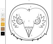 Coloriage Visage de chouette effraie num&eacute;rot&eacute;