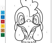 Coloriage Visage de coq num&eacute;rot&eacute;