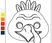 Coloriage Visage de dinde par num&eacute;ro