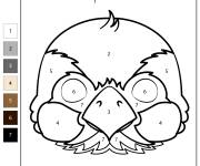 Coloriage Visage de moineau num&eacute;rot&eacute;