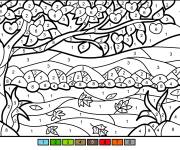 Coloriage Adulte pommier par num&eacute;ro