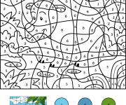Coloriage Adulte Rhinoc&eacute;ros par num&eacute;ro