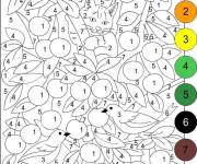 Coloriage Chat et oiseaux sur les branches de l'arbre par num&eacute;ro