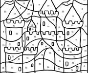 Coloriage Ch&acirc;teau par num&eacute;ro facile
