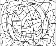 Coloriage et dessins gratuit Citrouille de Halloween par num&eacute;ro à imprimer