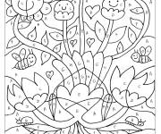 Coloriage Des belles fleurs avec des yeux par num&eacute;ro