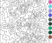 Coloriage Illustration des belles fleurs magique par num&eacute;ro