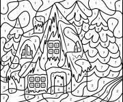 Coloriage et dessins gratuit L'hiver magique par num&eacute;ro à imprimer