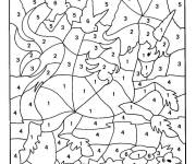Coloriage Licorne magique et des oiseaux par num&eacute;ros