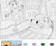 Coloriage Magique Feu de circulation et voiture par num&eacute;ro